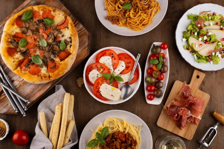 Italian themed dinner night spread