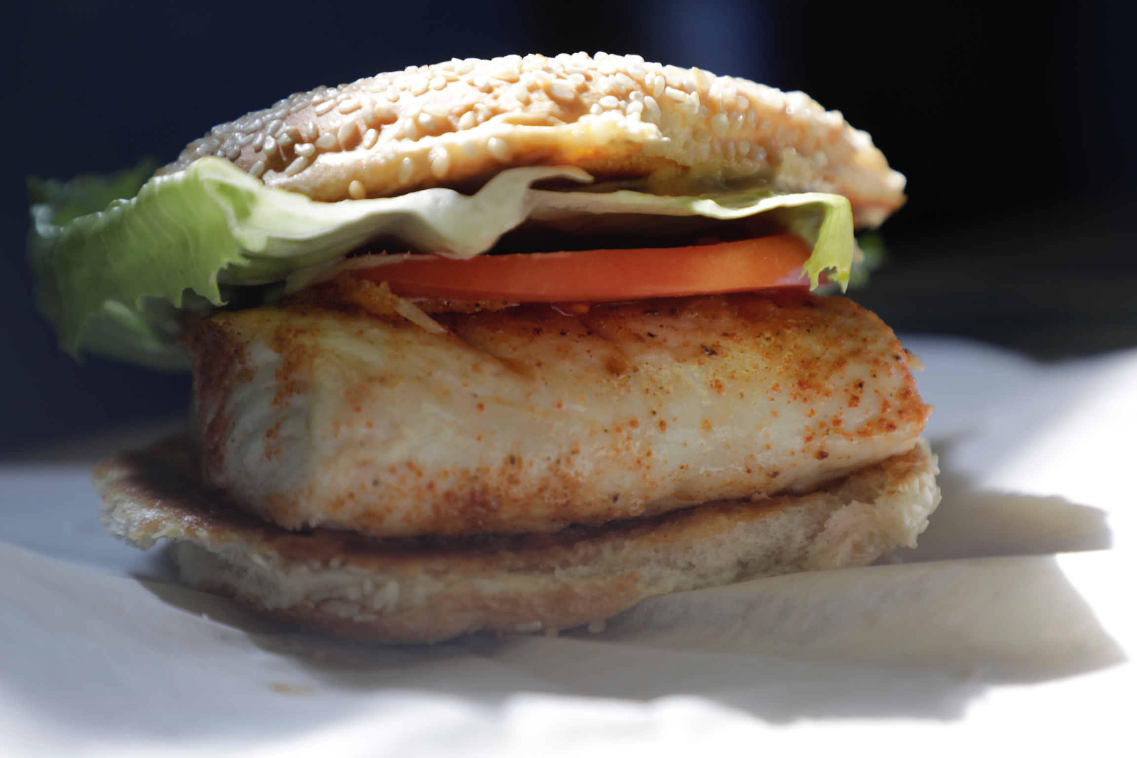 Fried fish fillet sandwich on a soft roll